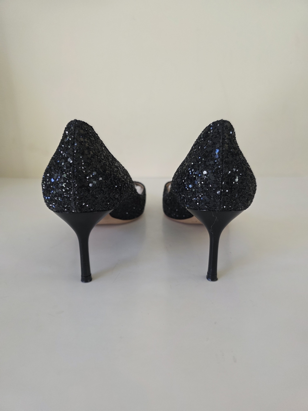 Jimmy Choo Black Glitter Pumps EU 39 US 8.5 Wedding Prom Graduation Heels - Picture 11 of 12